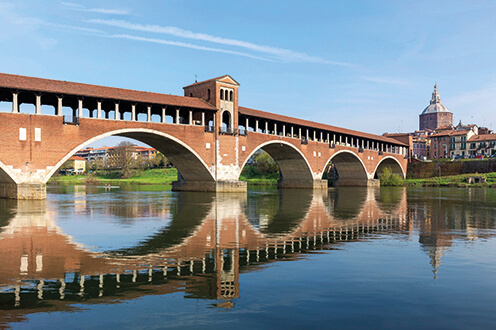 bridge on the river in stunning town of Pavia