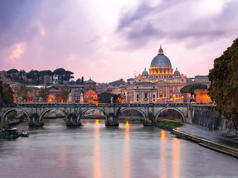 Ancient bridge in the city of Rome