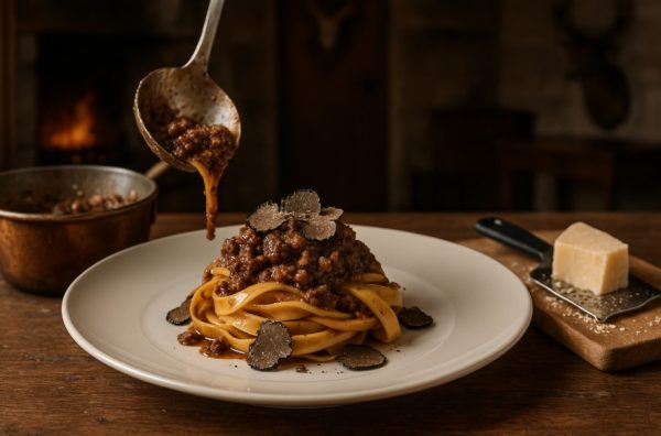 fresh-pasta-tagliatelle-with-fallow-deer-meat-ragout-and-truffle