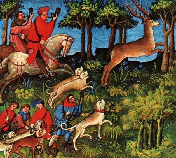 Italian-medieval-painting-deer-hunting