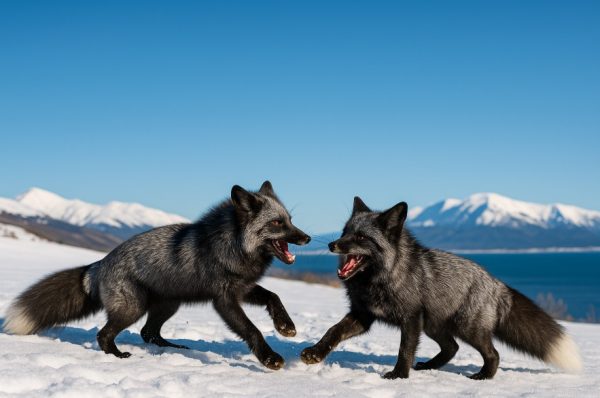 black-foxes-playing-togheter